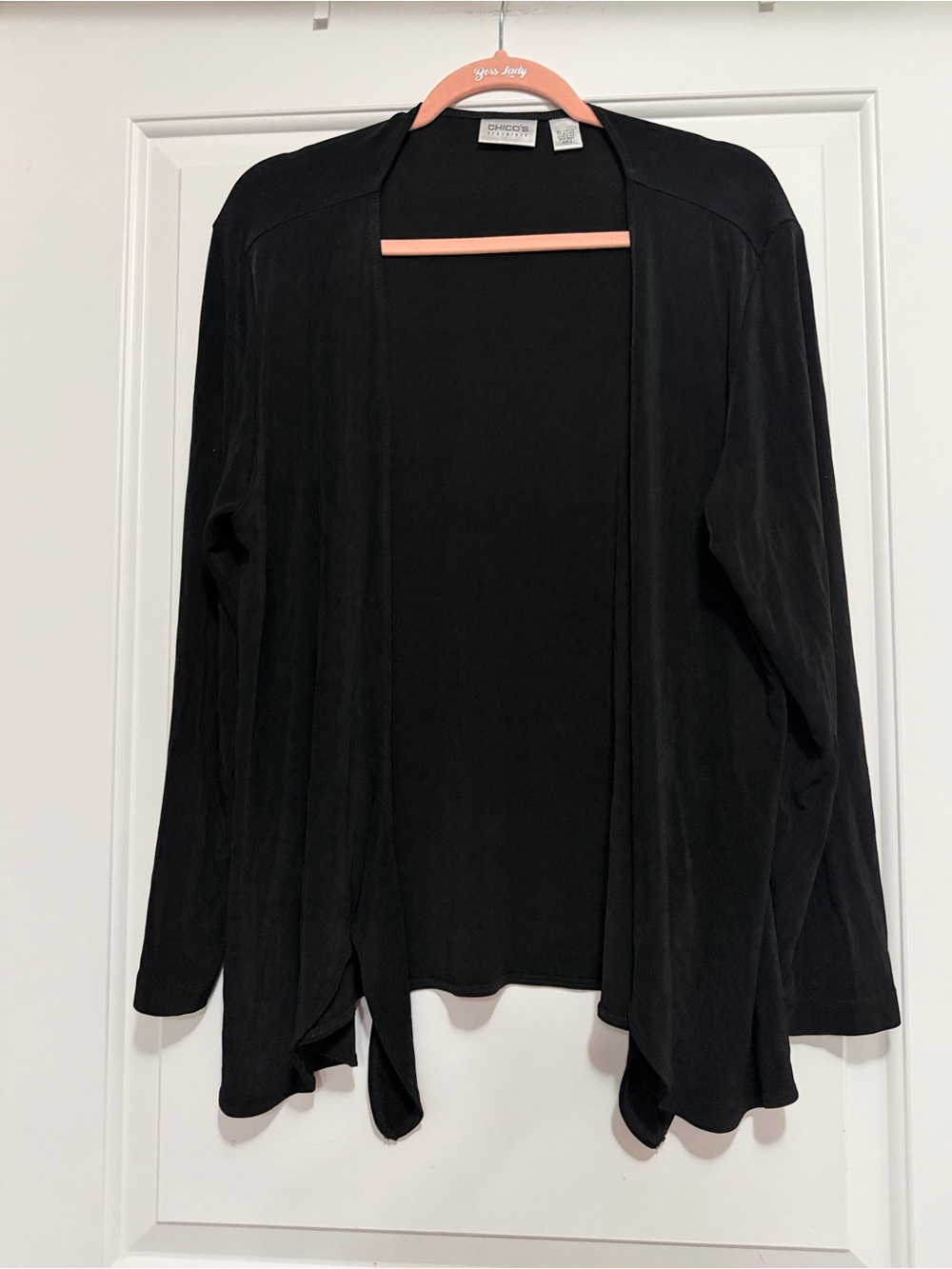 Chico's travelers Black Open-Front Lightweight Cardigan